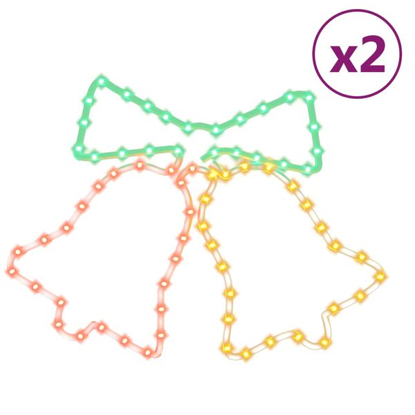 vidaXL Figure Natalizie Campane con 72 LED 2 pz 50x56 cm