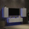 vidaXL Mobili TV a Muro con LED 4pz Bianchi in Legno Multistrato