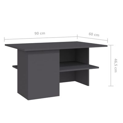 vidaXL Tavolino da Salotto Grigio 90x60x46,5 cm in Legno Multistrato