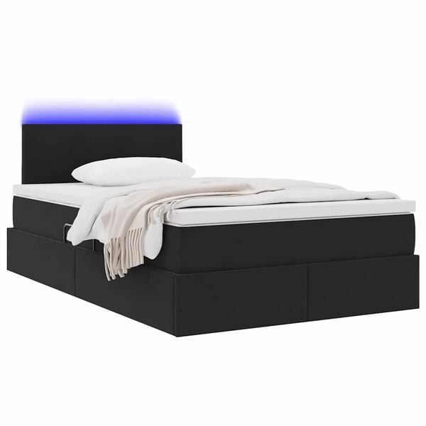 vidaXL Letto con contenitore e LED con led Nero 120 x 200 cm Velluto