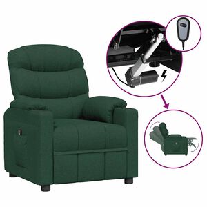 vidaXL Poltrona Elettrica Reclinabile Verde Scuro in Tessuto