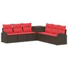 vidaXL Set di divani 7 pz Marrone e Rosso Rattan sintetico e Acciaio