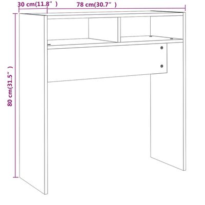 vidaXL Tavolino Consolle Grigio Sonoma 78x30x80 cm Legno Multistrato