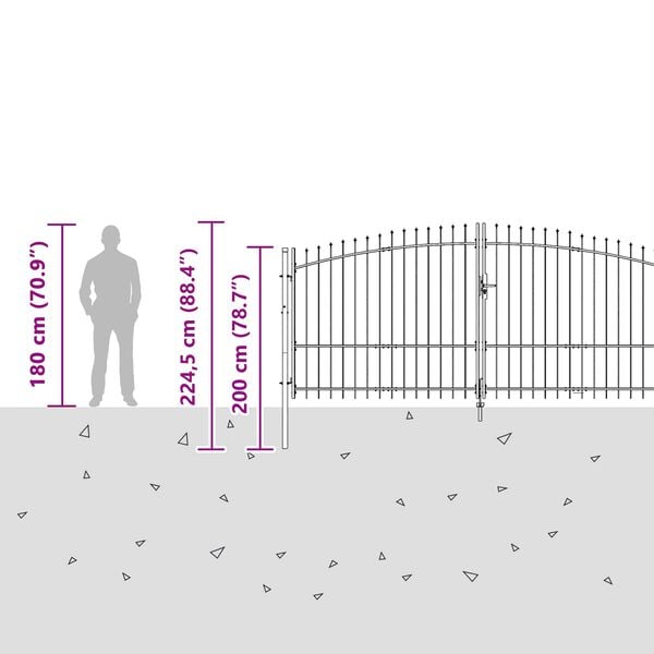 vidaXL Cancello da giardino con blocco Grigio 100 x 400 cm Acciaio