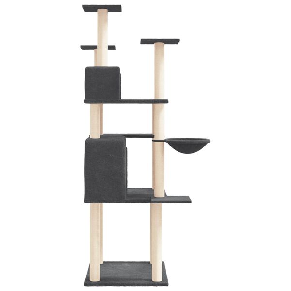 vidaXL Albero per Gatti con Tiragraffi in Sisal Grigio Scuro 166 cm