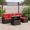 vidaXL Set Divano Giardino 6 pz con Cuscini Marrone Polyrattan Acacia