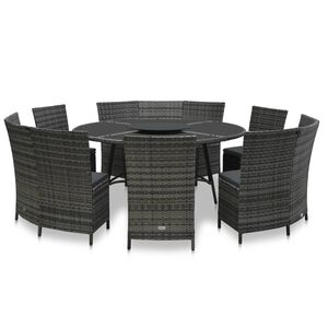 vidaXL Set da Pranzo per Esterni 7 pz con Cuscini in Polyrattan Grigio