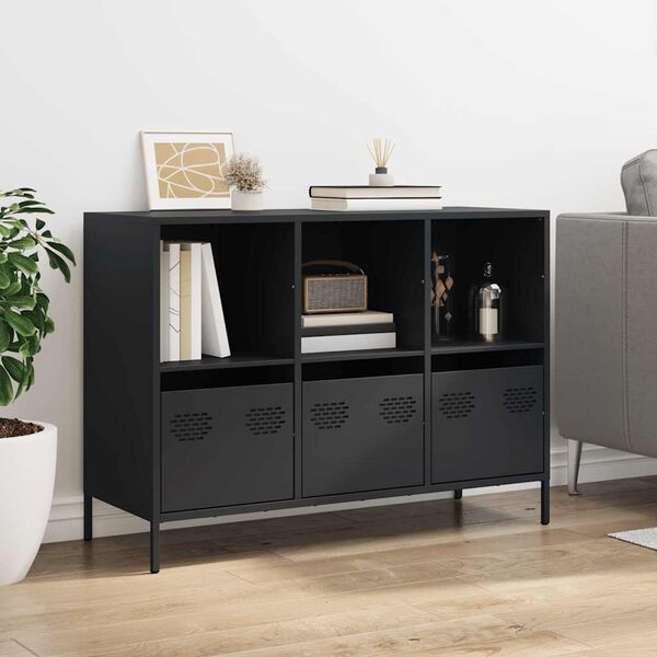 vidaXL Credenza Nera 101,5x39x73,5 cm in Acciaio Laminato a Freddo