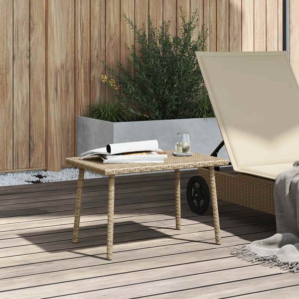 vidaXL Tavolino da Giardino Rettangolare Beige 60x40x37 cm Polyrattan