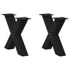 vidaXL Gambe per Tavolino da Caff&egrave; a Forma di X 2 pz Nere 50x(42-43) cm Acciaio