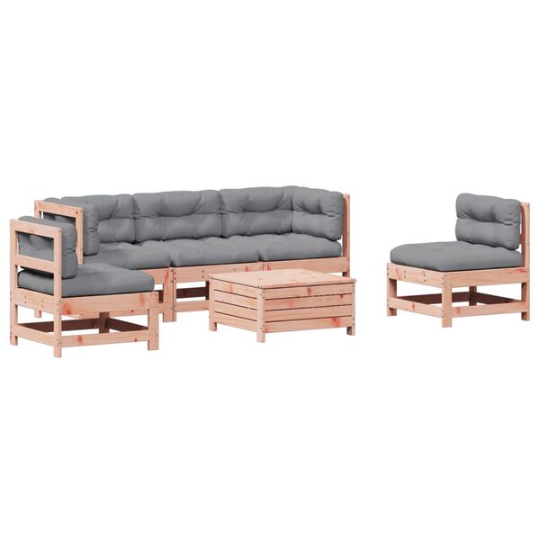 vidaXL Set Divani Giardino 6 pz con Cuscini Legno Massello di Douglas