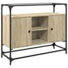 vidaXL Credenza Piano Vetro Rovere Sonoma 98x35x81cm Legno Multistrato