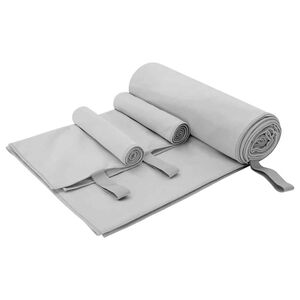 vidaXL Set di Asciugamani Sportivi 3 pz Grigio 210 x 100 cm