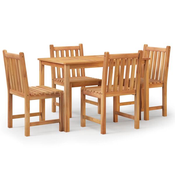 vidaXL Set da Pranzo per Giardino 5 pz in Legno Massello di Teak