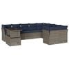vidaXL Set Divani da Giardino 10 pz con Cuscini Grigio in Polyrattan