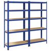 vidaXL Mensole Portaoggetti 5 Strati 2pz Blu Acciaio Legno Multistrato