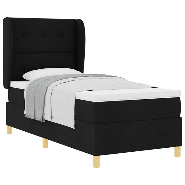 vidaXL Letto a molle con materasso Nero 190 x 90 cm Tessuto