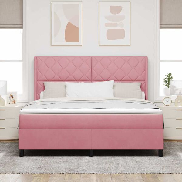 vidaXL Letto a molle con materasso Rosa 180 x 200 cm Velluto