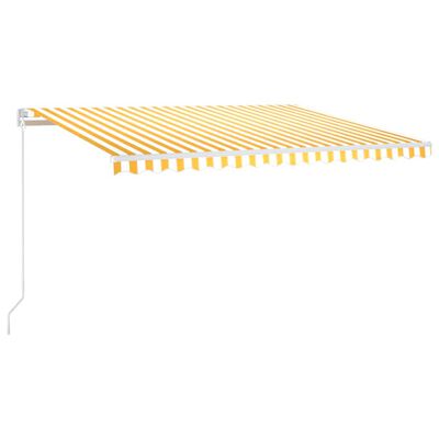 vidaXL Tenda da Sole Retrattile Manuale LED 450x350 cm Giallo Bianco