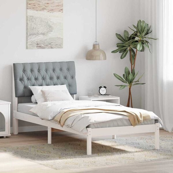 vidaXL Letto con Testiera Rivestita con testiera Bianco 90 x 190 cm