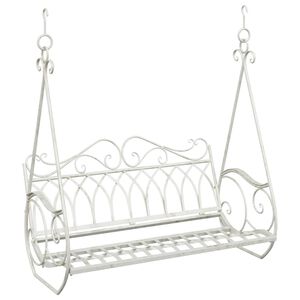 vidaXL Panchina a Dondolo Acciaio 112 x 60 x 126,5 cm Bianco Antico