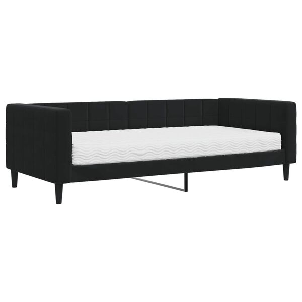 vidaXL Divano Letto con Materasso Nero 90x200 cm in Velluto