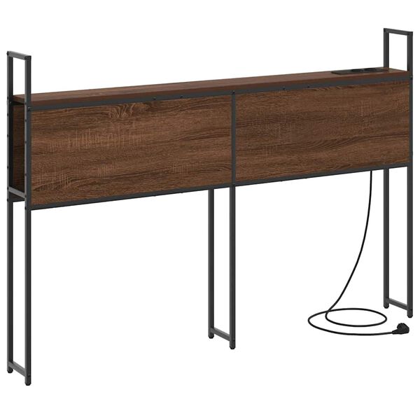 vidaXL Testiera con Stazione di Carica e Storage Rovere marrone