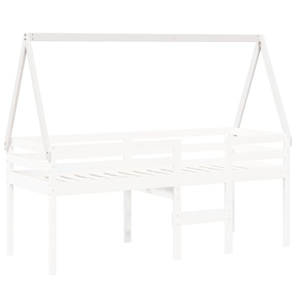 vidaXL Tetto Letto Bambini Bianco 209x95,5x88 cm Legno Massello Pino
