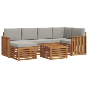 vidaXL Set di divani da esterno 7 pz Grigio Naturale e Chiaro