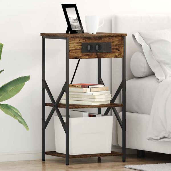 vidaXL Armadio da Notte 2 pcs Rovere fum&eacute; 41 x 31 x 76 cm