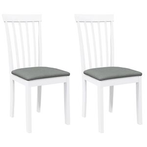 vidaXL Sedie da Pranzo con Cuscini 2 pz Bianco Legno Massello di Hevea