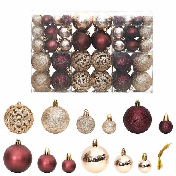 vidaXL Palline di Natale 100 pz Champagne e Marrone 3 / 4 / 6 cm