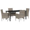 vidaXL Set da Pranzo per Giardino con cuscino 5 pcs Grigio polyrattan