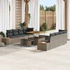 vidaXL Set Divano da Giardino con cuscino 11 pcs Grigio Poly Rattan