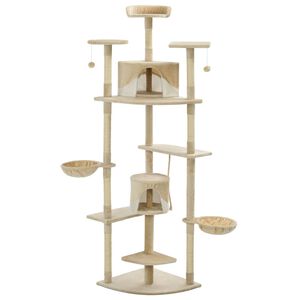 vidaXL Albero per Gatti e Tiragraffi in Sisal 203 cm Beige e Bianco