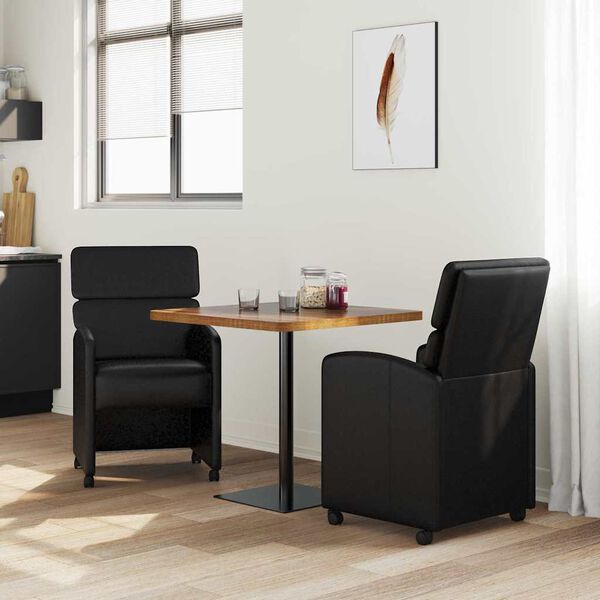 vidaXL Sedie da Pranzo con Ruote con ruote 2 pcs Nero 58 x 65 x 98 cm