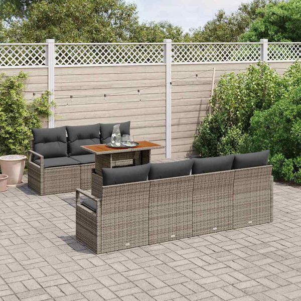 vidaXL Set Divano da Giardino con cuscino 8 pcs Grigio e Marrone