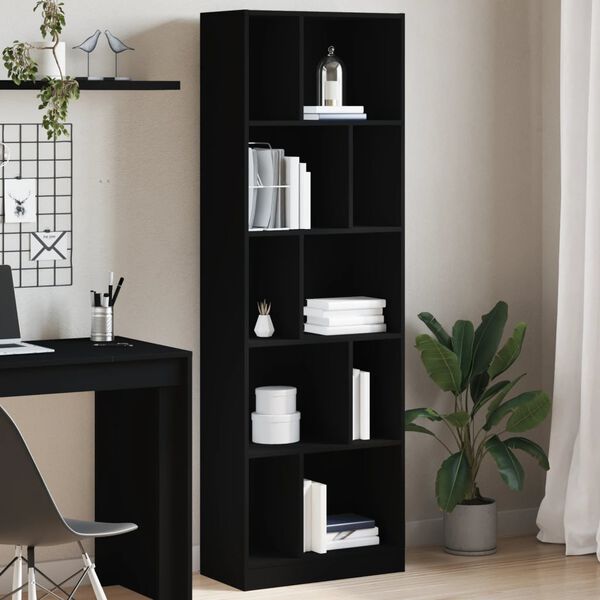 vidaXL Libreria Nera 57x28,5x174 cm in Legno Multistrato