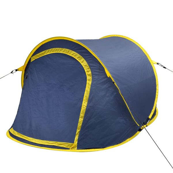 vidaXL Tenda da Campeggio Pop-up per 2 Persone Blu Marino/Giallo