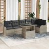 vidaXL Set di divani con cuscino 7 pcs Grigio chiaro Poly Rattan