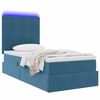 vidaXL Letto con contenitore e LED Blu Scuro 100 x 200 cm Velluto