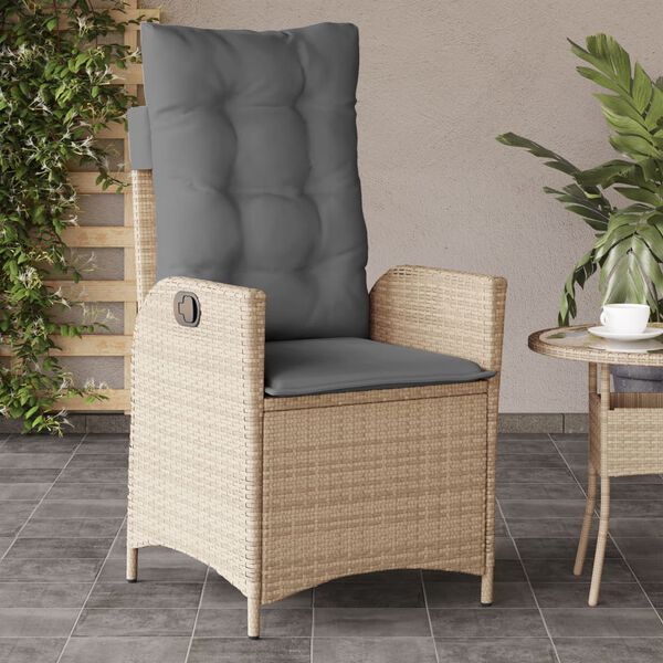 vidaXL Sedie Reclinabili Giardino 2pz Cuscini Beige Misto Polyrattan