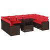 vidaXL Set Divani da Giardino 10 pz con Cuscini Marrone in Polyrattan