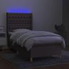 vidaXL Letto a Molle con Materasso e LED Tortora 90x200 cm in Tessuto