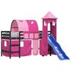 vidaXL Letto a Soppalco con Torre Bambini Rosa 90x200cm Massello Pino
