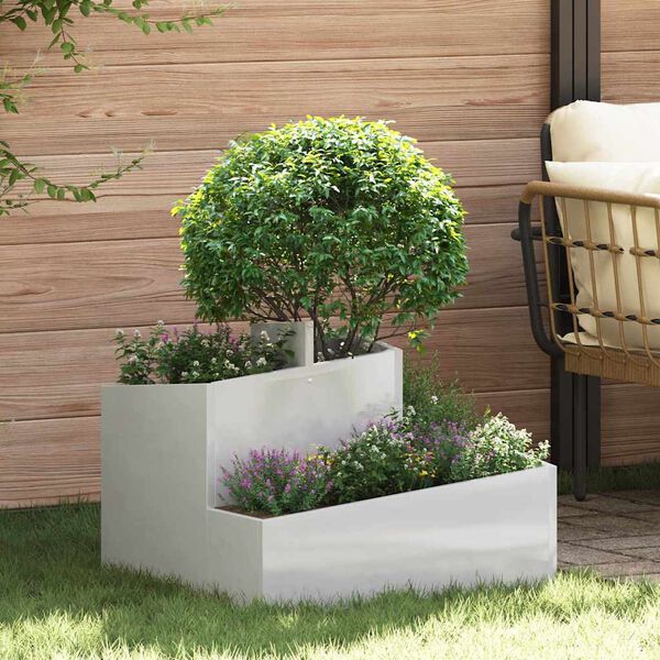 vidaXL Vaso da giardino Argento 60 x 60 x 50 cm Acciaio inossidabile