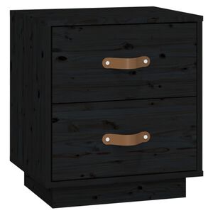 vidaXL Comodino Nero 40x34x45 cm in Legno Massello di Pino