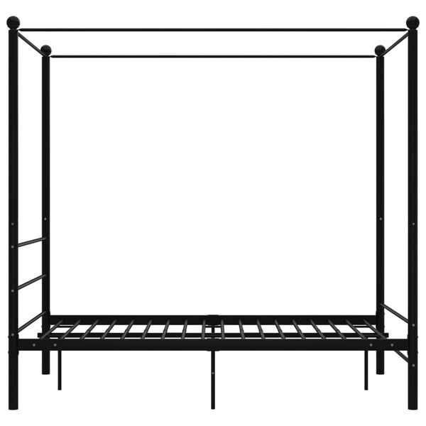 vidaXL Letto a Baldacchino Nero in Metallo 120x200 cm