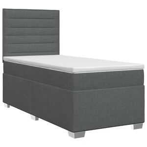 vidaXL Letto box spring con materasso Grigio Scuro Singolo Tessuto