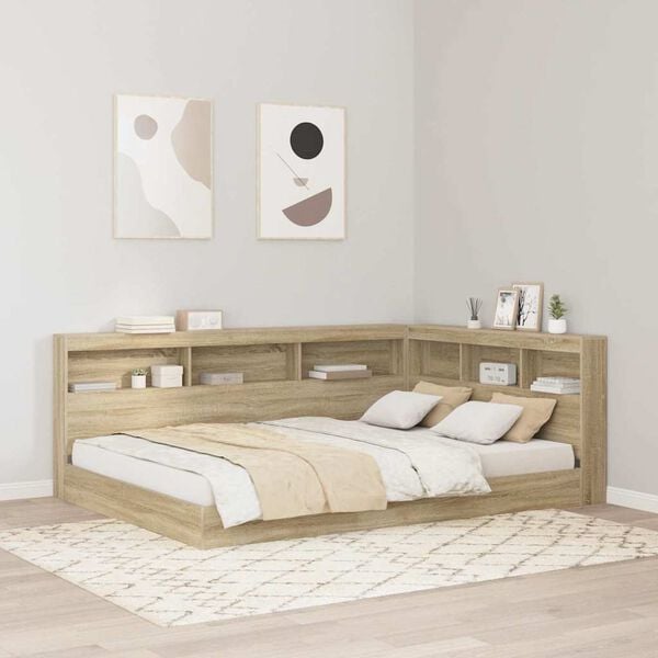 vidaXL Letto Libreria rovere sonoma 160 x 200 cm Legno multistrato